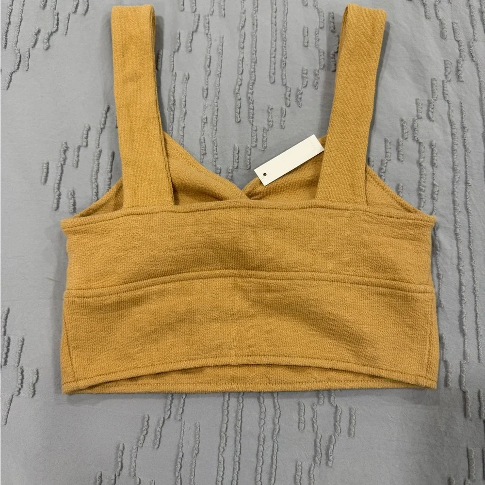 Madewell Women's Tan Twist-Front Cut Out Crop Top Small NWT - Picture 4 of 8